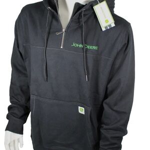 John Deere Black Hoodie with Green Logo and Kangaroo Pocket